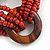 Multistrand Red-Brown Glass Bead with Wooden Rings Flex Bracelet - Medium - view 4