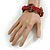 Multistrand Red-Brown Glass Bead with Wooden Rings Flex Bracelet - Medium - view 2