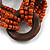 Multistrand Dusty Orange Glass Bead with Wooden Rings Flex Bracelet - Medium - view 3
