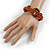Multistrand Dusty Orange Glass Bead with Wooden Rings Flex Bracelet - Medium - view 2