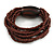 Multistrand Brown Glass Bead with Wooden Bead Flex Bracelet - Medium - view 4