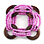 Multistrand Pearlized Pink Glass Bead with Wooden Rings Flex Bracelet - Medium - view 3