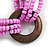 Multistrand Pearlized Pink Glass Bead with Wooden Rings Flex Bracelet - Medium - view 4