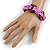Multistrand Pearlized Pink Glass Bead with Wooden Rings Flex Bracelet - Medium - view 2