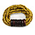Multistrand Dusty Yellow Glass Bead with Wooden Rings Flex Bracelet - Medium