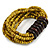 Multistrand Dusty Yellow Glass Bead with Wooden Rings Flex Bracelet - Medium - view 5