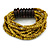 Multistrand Dusty Yellow Glass Bead with Wooden Rings Flex Bracelet - Medium - view 6