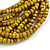 Multistrand Dusty Yellow Glass Bead with Wooden Rings Flex Bracelet - Medium - view 3