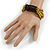 Multistrand Dusty Yellow Glass Bead with Wooden Rings Flex Bracelet - Medium - view 2
