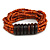 Multistrand Dusty Orange Glass Bead with Wooden Rings Flex Bracelet - Medium - view 4