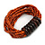 Multistrand Dusty Orange Glass Bead with Wooden Rings Flex Bracelet - Medium - view 5