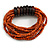 Multistrand Dusty Orange Glass Bead with Wooden Rings Flex Bracelet - Medium - view 6