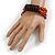 Multistrand Dusty Orange Glass Bead with Wooden Rings Flex Bracelet - Medium - view 2