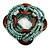 Multistrand Dusty Light Blue Glass Bead with Wooden Rings Flex Bracelet - Medium