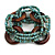 Multistrand Dusty Light Blue Glass Bead with Wooden Rings Flex Bracelet - Medium - view 3