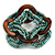Multistrand Dusty Light Blue Glass Bead with Wooden Rings Flex Bracelet - Medium - view 4