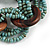 Multistrand Dusty Light Blue Glass Bead with Wooden Rings Flex Bracelet - Medium - view 5