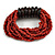 Multistrand Red-Brown Glass Bead with Wooden Rings Flex Bracelet - Medium - view 5
