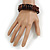 Multistrand Brown Glass Bead with Wooden Rings Flex Bracelet - Medium - view 2