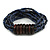 Multistrand Denim Blue Glass Bead with Wooden Rings Flex Bracelet - Medium - view 4