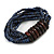 Multistrand Denim Blue Glass Bead with Wooden Rings Flex Bracelet - Medium - view 5