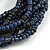 Multistrand Denim Blue Glass Bead with Wooden Rings Flex Bracelet - Medium - view 3