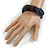 Multistrand Denim Blue Glass Bead with Wooden Rings Flex Bracelet - Medium - view 2