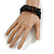 Multistrand Black Glass Bead with Wooden Rings Flex Bracelet - Medium - view 2
