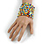 Wide Multicoloured Glass Bead Flex Bracelet - Large - up to 22cm wrist - view 2
