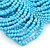 Wide Light Blue Glass Bead Flex Bracelet - Large - up to 22cm wrist - view 4