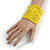 Wide Bright Yellow Glass Bead Flex Bracelet - Large - up to 22cm wrist - view 2