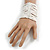 Wide Snow White Glass Bead Flex Bracelet - Large - up to 22cm wrist - view 2