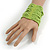 Wide Lime Green Glass Bead Flex Bracelet - Large - up to 22cm wrist - view 2