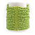 Wide Lime Green Glass Bead Flex Bracelet - Large - up to 22cm wrist - view 5