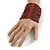 Wide Brown Glass Bead Flex Bracelet - Large - up to 22cm wrist - view 2