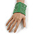 Wide Apple Green Glass Bead Flex Bracelet - Large - up to 22cm wrist - view 2