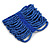 Wide Blue Glass Bead Flex Bracelet - Large - up to 22cm wrist - view 3