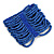 Wide Blue Glass Bead Flex Bracelet - Large - up to 22cm wrist - view 4