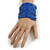 Wide Blue Glass Bead Flex Bracelet - Large - up to 22cm wrist - view 2
