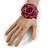 Statement Pink Snake Print Leather Rose Flower Flex Cuff Bangle Bracelet - Adjustable - view 2