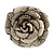 Statement Off White/ Grey Snake Print Leather Rose Flower Flex Cuff Bangle Bracelet - Adjustable - view 3