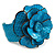 Statement Turquoise Snake Print Leather Flower Flex Cuff Bangle Bracelet - Adjustable - view 4