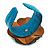 Statement Turquoise Snake Print Leather Flower Flex Cuff Bangle Bracelet - Adjustable - view 7