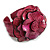 Statement Fuchsia Pink Snake Print Leather Flower Flex Cuff Bangle Bracelet - Adjustable - view 4
