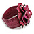 Statement Fuchsia Pink Snake Print Leather Flower Flex Cuff Bangle Bracelet - Adjustable - view 5