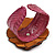 Statement Fuchsia Pink Snake Print Leather Flower Flex Cuff Bangle Bracelet - Adjustable - view 7