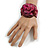 Statement Fuchsia Pink Snake Print Leather Flower Flex Cuff Bangle Bracelet - Adjustable - view 2