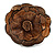 Statement Taupe Brown Snake Print Leather Flower Flex Cuff Bangle Bracelet - Adjustable - view 3