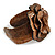 Statement Taupe Brown Snake Print Leather Flower Flex Cuff Bangle Bracelet - Adjustable - view 5