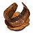 Statement Taupe Brown Snake Print Leather Flower Flex Cuff Bangle Bracelet - Adjustable - view 7